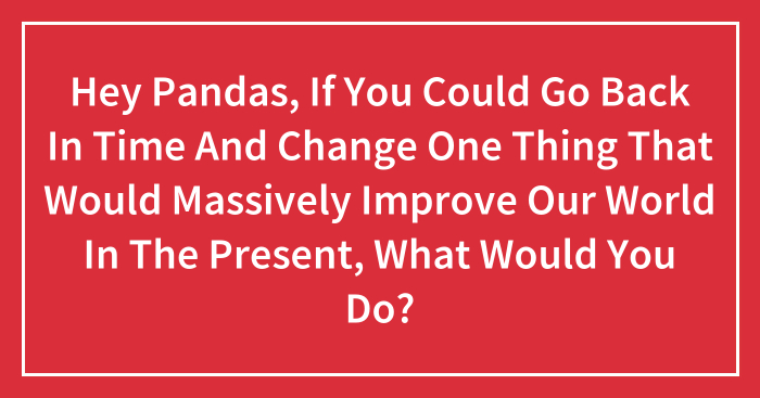Hey Pandas, If You Could Go Back In Time And Change One Thing That Would Massively Improve Our World In The Present, What Would You Do? (Closed)