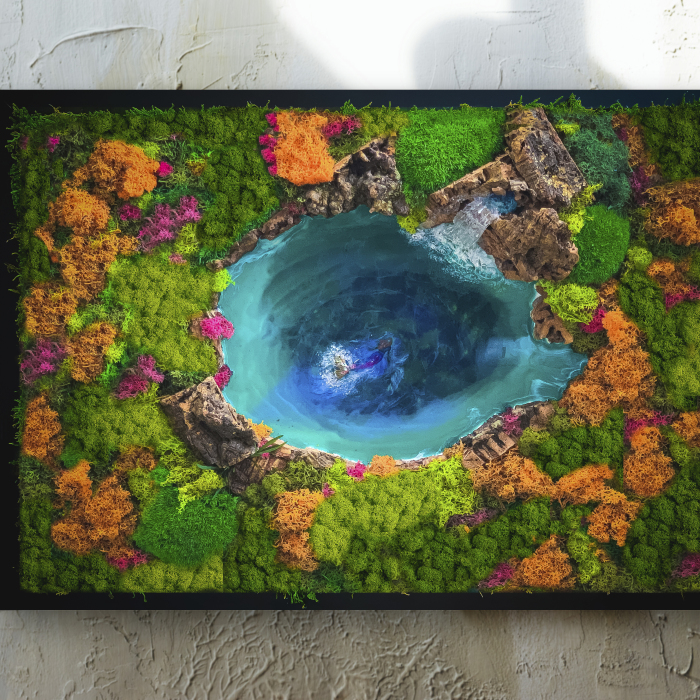 I Made A Lake Surrounded By Forest-Inspired Wall Art With Preserved Moss (3 Pics)