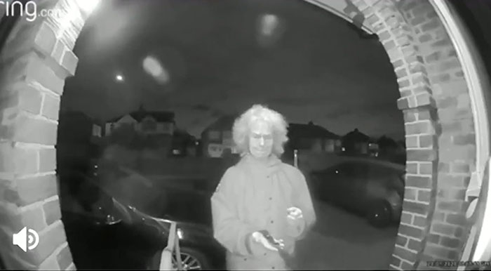 Old Lady With A Knife Seen On A Doorbell Cam In The Middle Of The Night