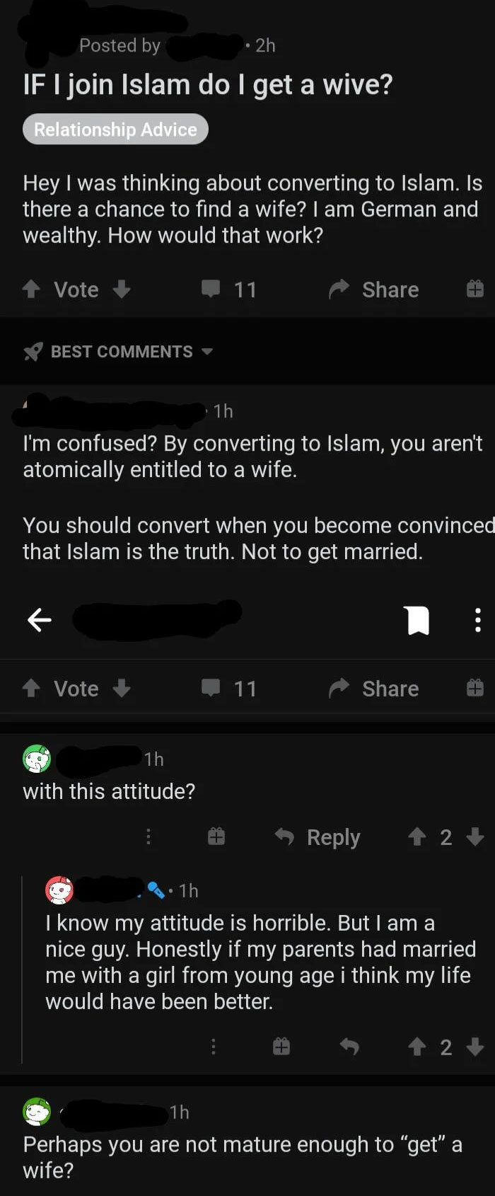 Nice Guy Wants To Convert To Islam So That He Gets His Complimentary Wife...