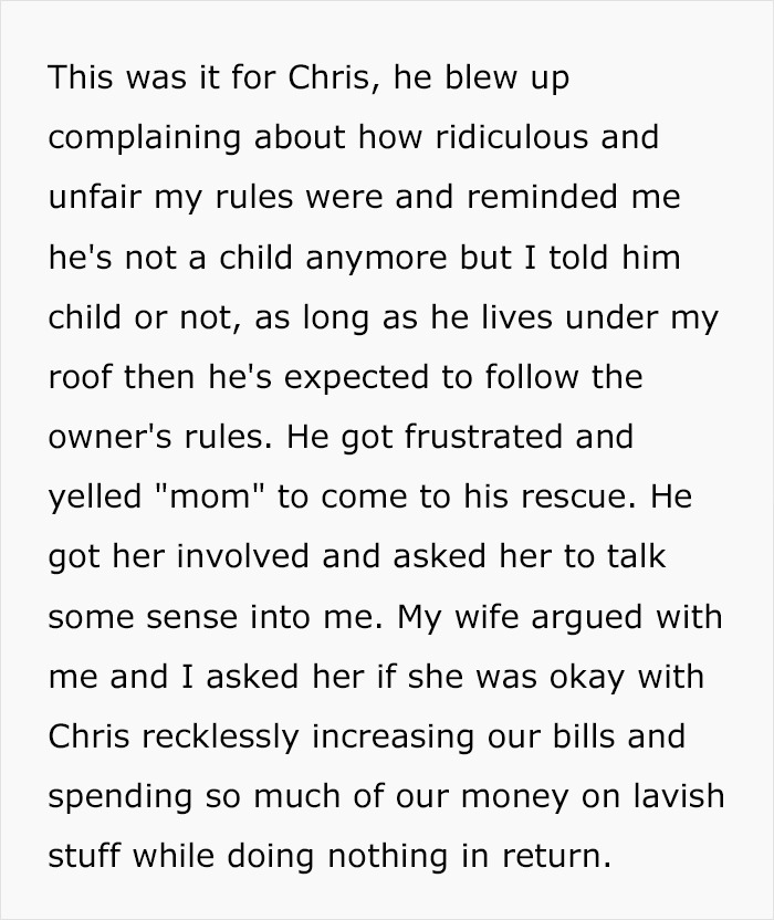 Son Expects He Can Freeload Off His Parents After Moving Back In With Them - Flips Out When Dad Introduces Some New Rules Son Expects He Can Freeload Off His Parents After Moving Back In With Them - Flips Out When Dad Introduces Some New Rules