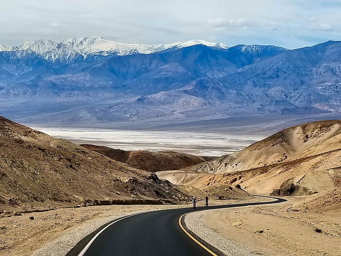 Cycling Along Artists Drive In Death Valley, California