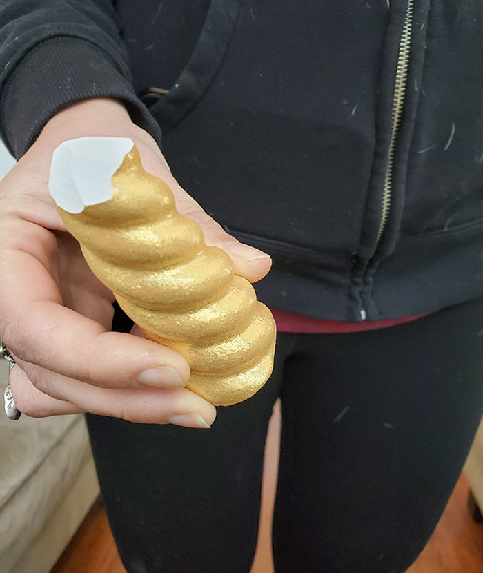 This "Gold" Chalk That My Daughter Received As A Gift. White Chalk Spray-Painted Gold