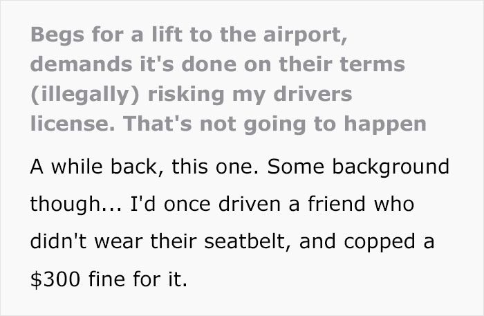 Family Friend's Sons Refuse To Wear Seatbelts On The Way To The Airport, Miss Their Flight