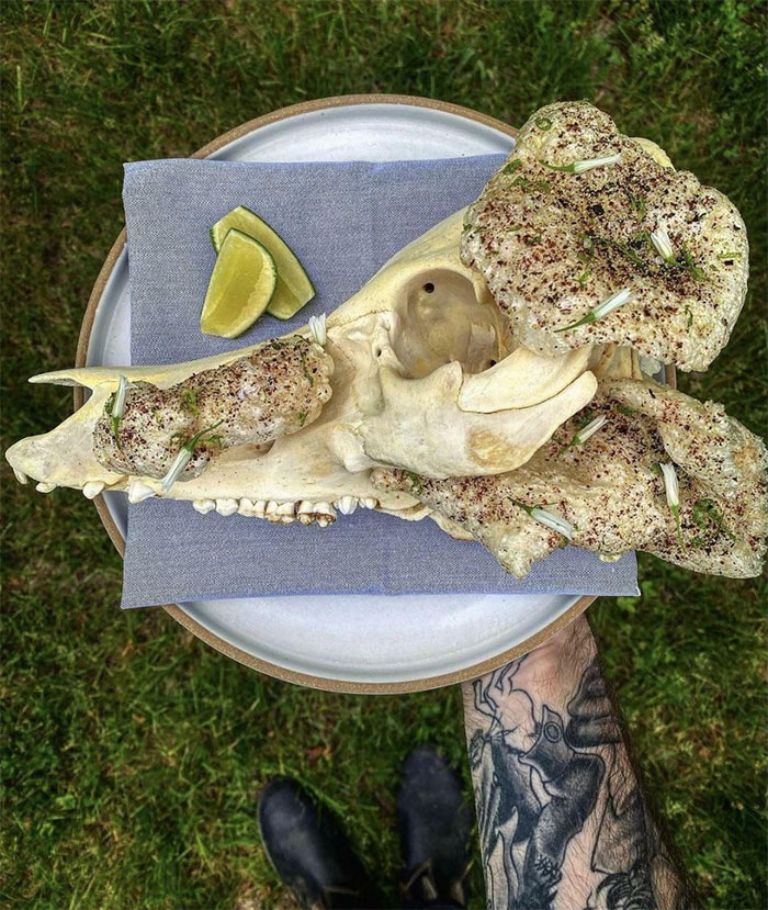 Chicharrones.. Served On Animal Skull They Even Have A Plate Right There..