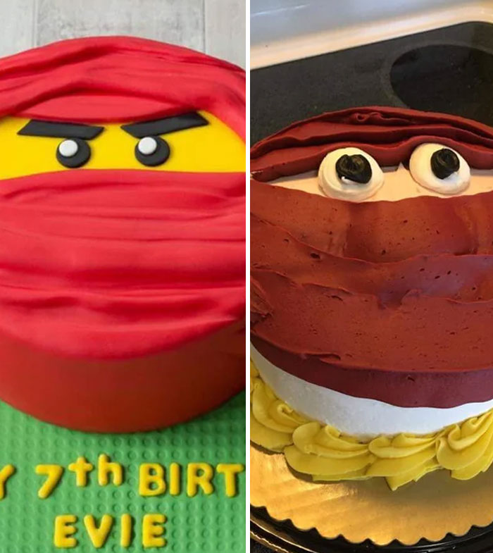 Ordered Cake On The Left, Received Cake On The Right