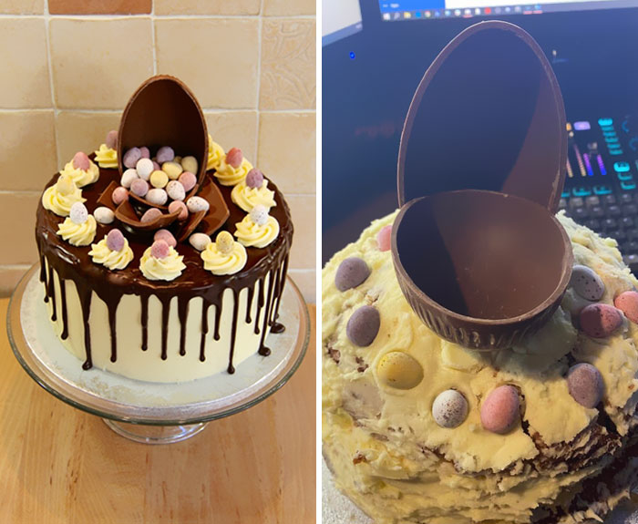My Girlfriend Was Adamant She Could Make A Cake Exactly Like The One On The Left