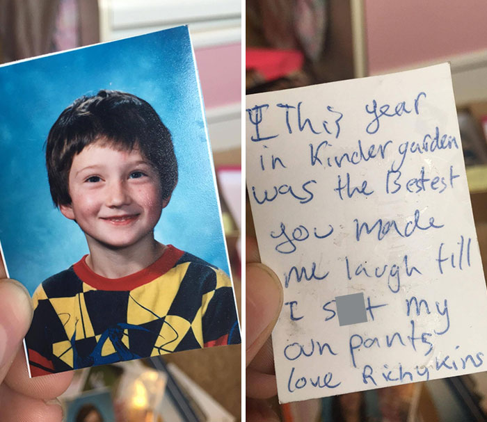 My Friend Found A Photo I Gave Her In Kindergarten. My Older Brother Helped Me Write The Note