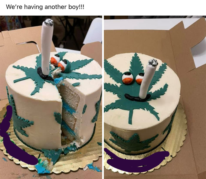 Marijuana-Themed Gender Reveal Cake
