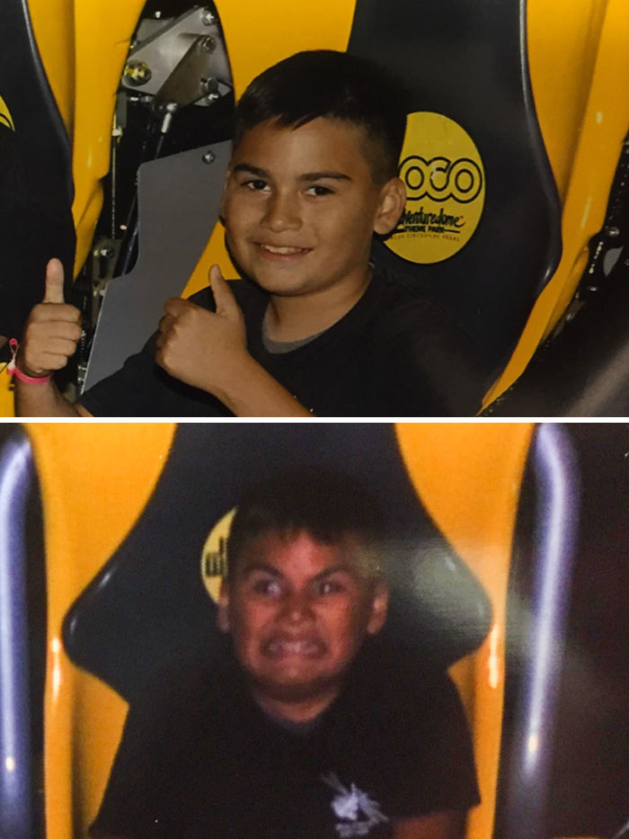 My Brother Before And During A Rollercoaster