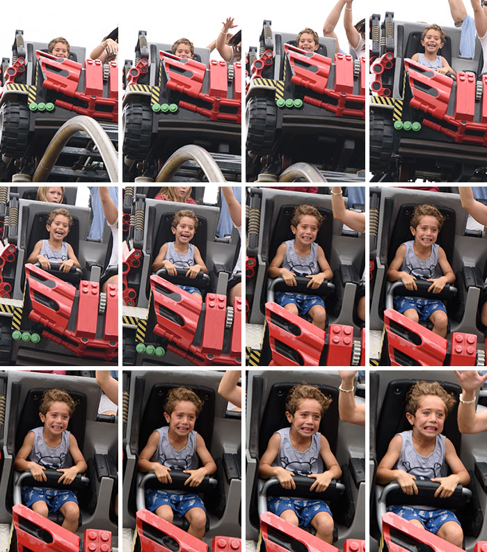 The 12 Stages Of Fear Ranging From Blissful Ignorance To Abject Terror As Illustrated By My Son's First Ride On A Rollercoaster