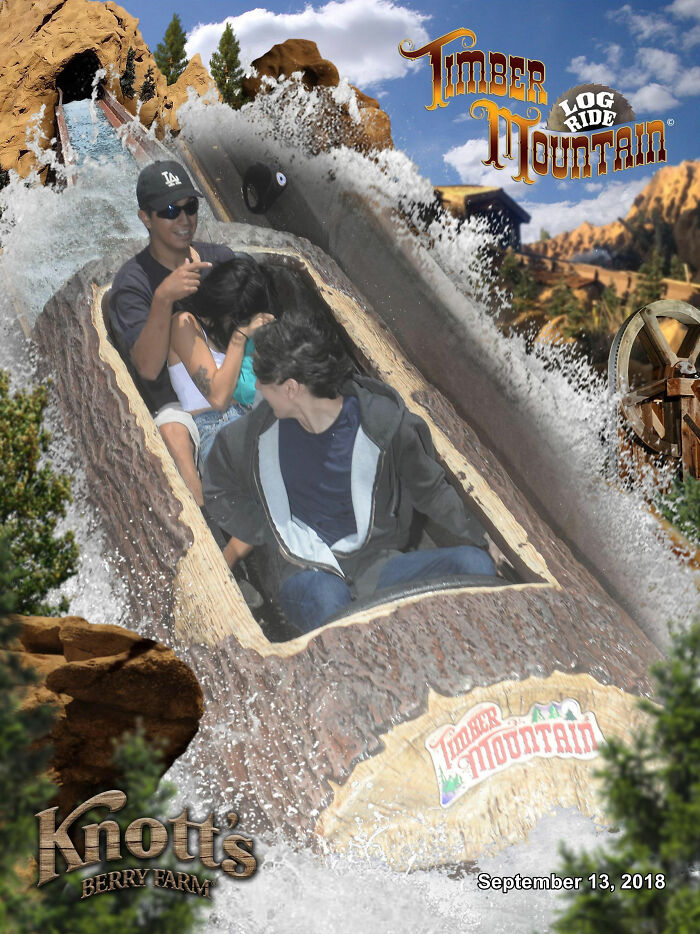 I’ve Always Wanted A Memorable Photo From An Amusement Park, Needless To Say I Finally Got One When My Hat Flew Off And Hit My Friend In The Face
