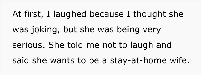 Woman Tells Her Fiancé She Wants To Be A Stay-At-Home Wife, And They Get Into A Heated Argument Woman Tells Her Fiancé She Wants To Be A Stay-At-Home Wife, And They Get Into A Heated Argument