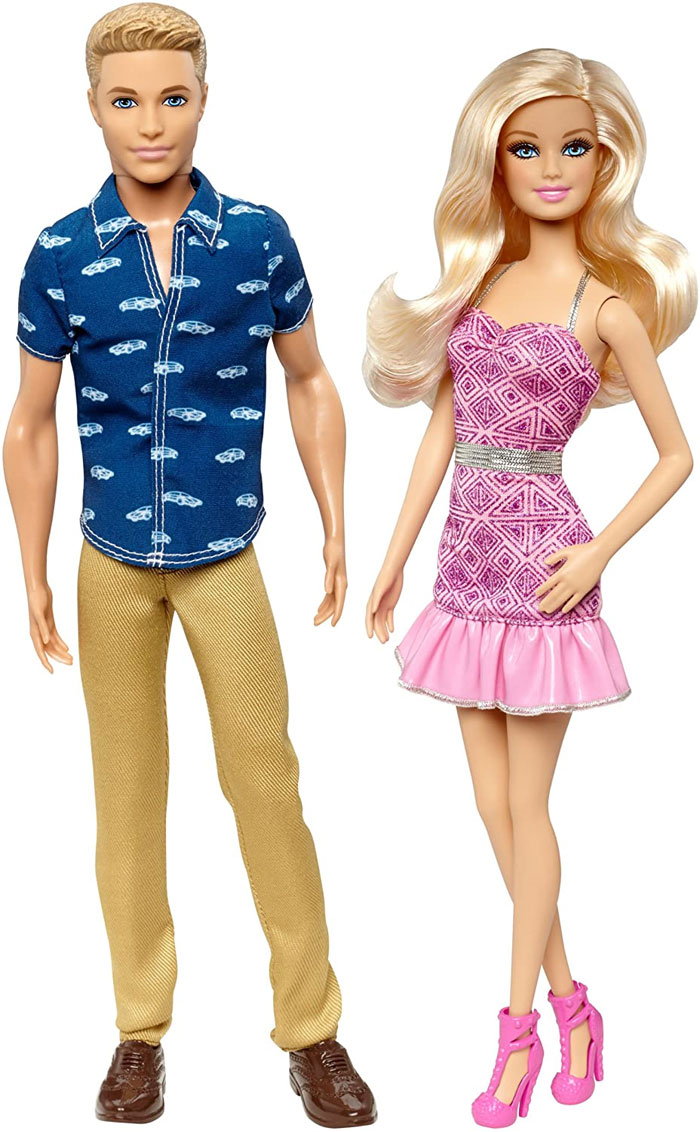 Ken and Barbie dolls next to each other