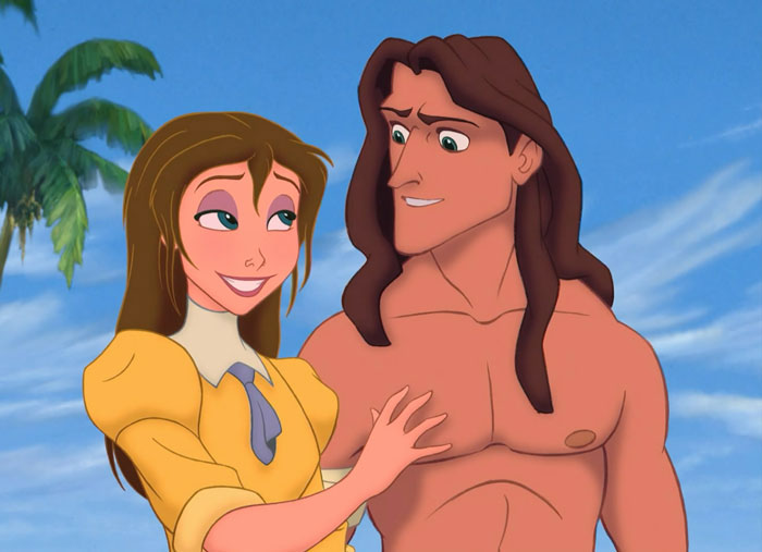 Jane and Tarzan looking at each other