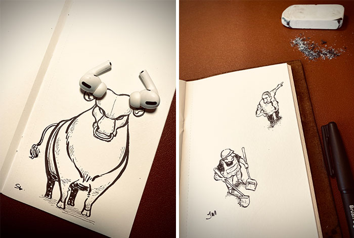 I Drew These 30 Illustrations And They Interact With Everyday Objects
