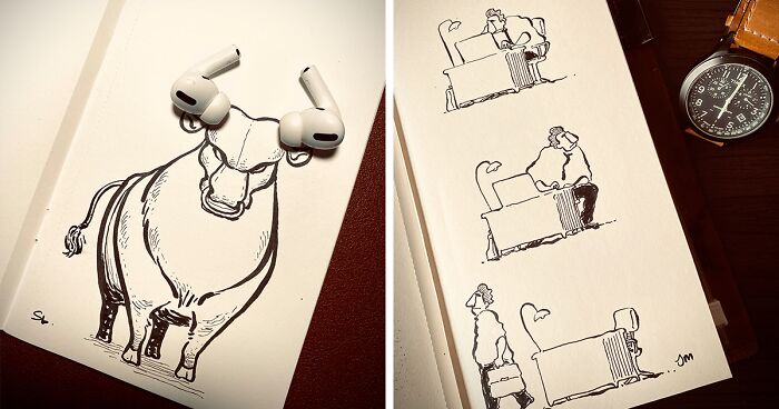 I Drew These 30 Illustrations And They Interact With Everyday Objects ...