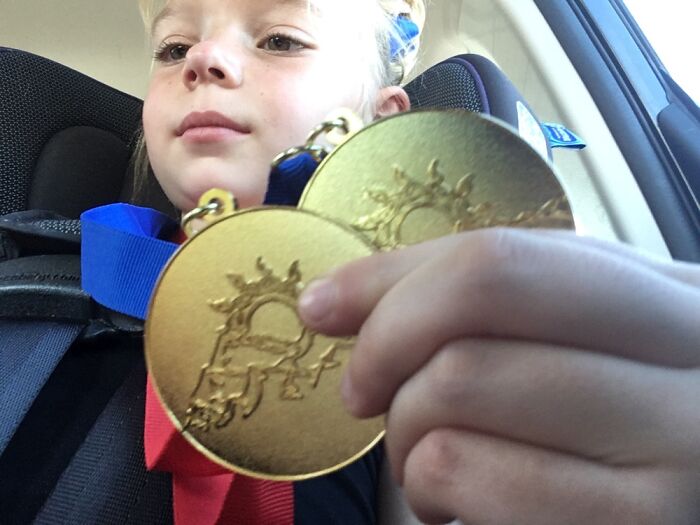 My Child Winning Her Fist Dance Competition And Taking A Selfie On The Way Home