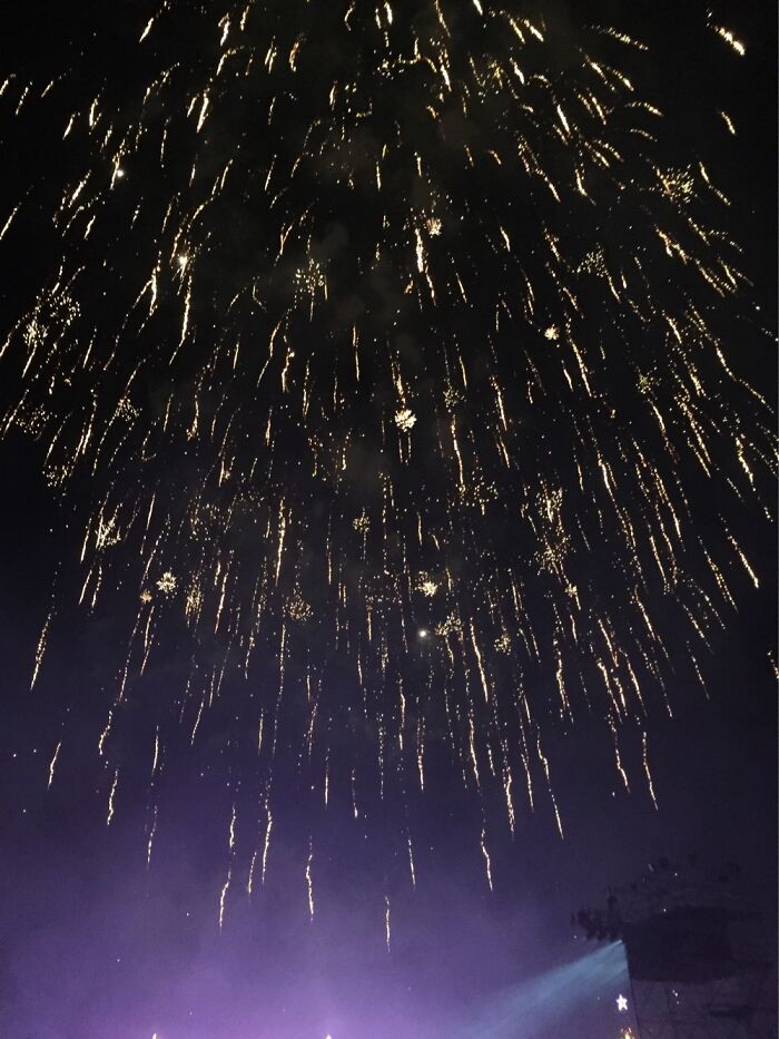 Golden Fireworks Raining Down At A Christmas Event A Few Years Back