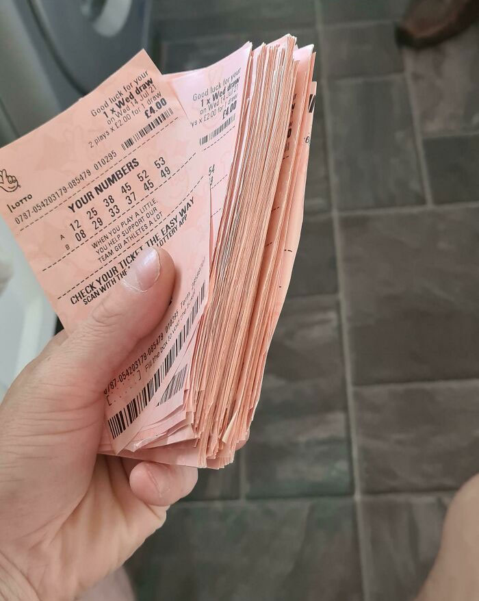 My Dad Does The Lottery Every Week, This Is 4-5 Months Of Losing Tickets. Hand For Scale