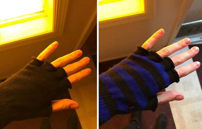 This Window Filters Out The Exact Wavelength Of Light That My Gloves Reflect