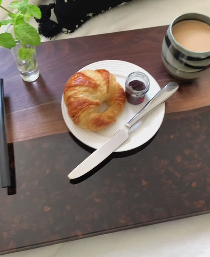 Coffee Infused Serving Tray (Made With Walnut, Coffee Beans, And Epoxy Resin)