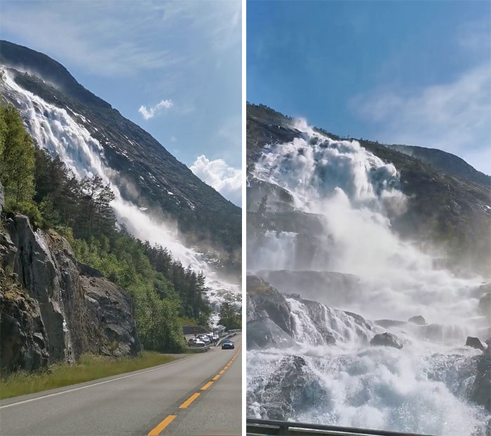Langfossen In Åkrafjorden, Norway. Stupid Amounts Of Water With The Melt This Time Of The Year