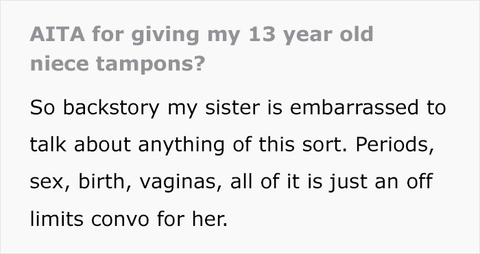 Mom Feels It's 'Inappropriate And Embarrassing' To Talk About Periods To Her Daughter, Asks Her Sister, Gets Livid When She Introduces Tampons To Her