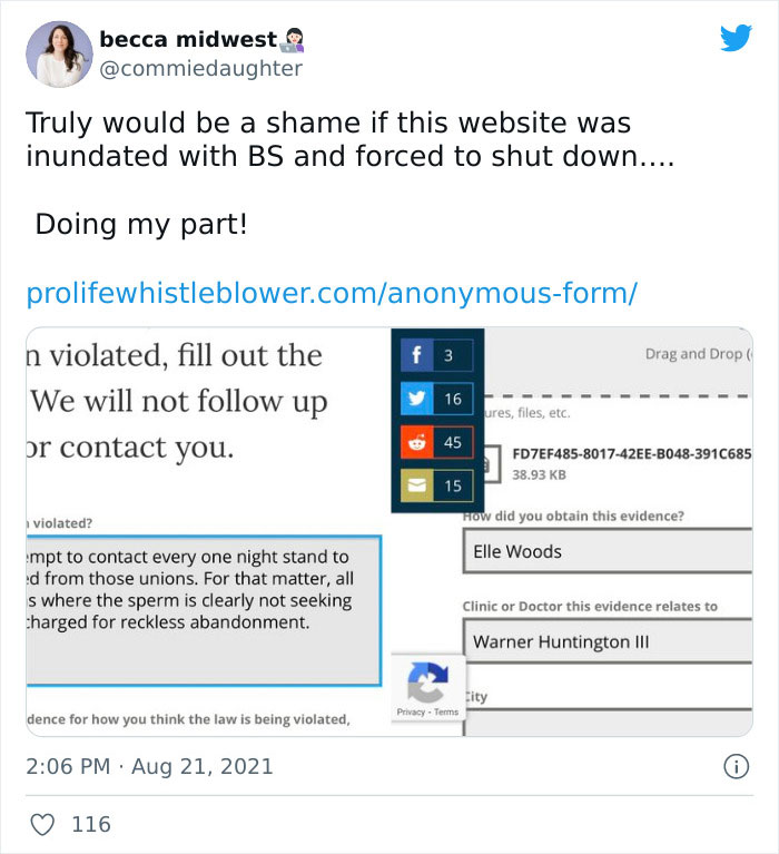 People Are Fighting Texas' Abortion Laws By Spamming The Anti-Abortion Tip Line Website In Masterful Ways People Are Fighting Texas' Abortion Laws By Spamming The Anti-Abortion Tip Line Website In Masterful Ways