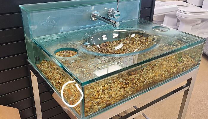 Saw This Sink In A Bathroom Showroom And Thought Of You My Friends. It Has Actual Fish In It