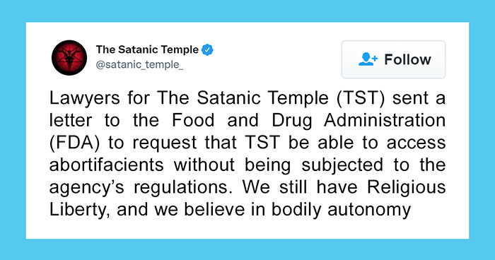 People Are Cheering For The Satanic Temple For Stepping Up To Protect Abortion Rights In A Viral Letter To The FDA