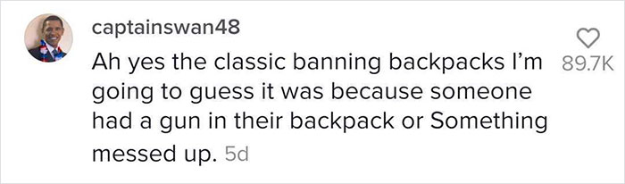 Students Can't Believe The Ridiculous US School Backpack Ban, Improvise With Random Household Items Students Can't Believe The Ridiculous US School Backpack Ban, Improvise With Random Household Items