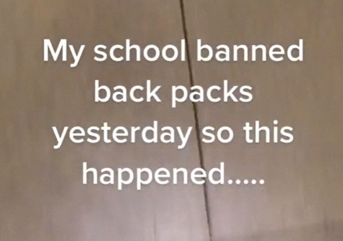 Students Can't Believe The Ridiculous US School Backpack Ban, Improvise With Random Household Items Students Can't Believe The Ridiculous US School Backpack Ban, Improvise With Random Household Items