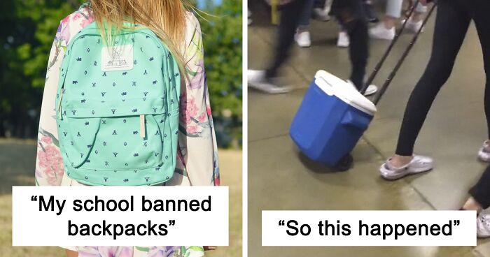 correcto Mirar aniversario Students Can't Believe The Ridiculous US School Backpack Ban, Improvise  With Random Household Items | Bored Panda