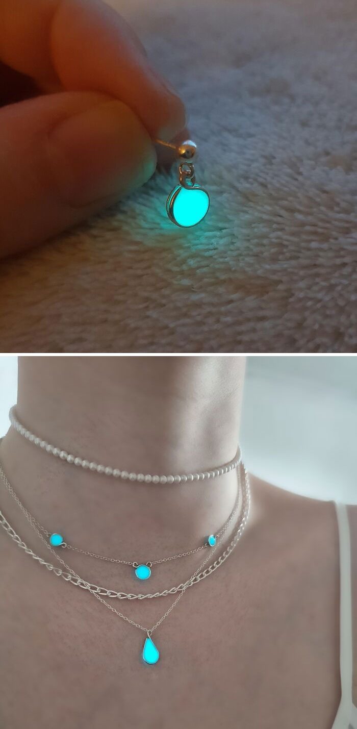 Some Turquoise Glow Pieces I Made Using Precious Metals, Resin And Glow Pigment So It Absorbs Light To Emit Light