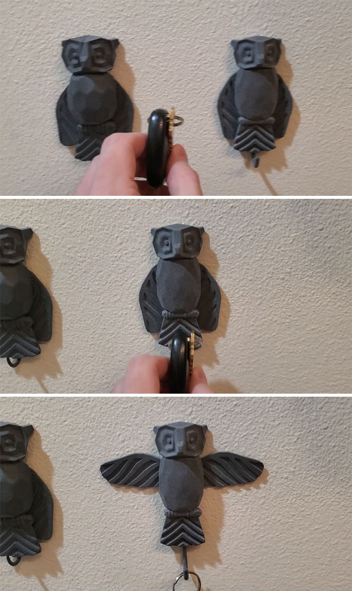 Mechanical Owl Key Hooks That I Designed And Printed