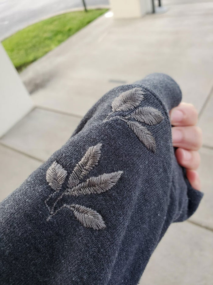 I Accidentally Got Bleach Stains On A Brand New Hoodie. This Is My First Time Attempting Embroidery, Too!