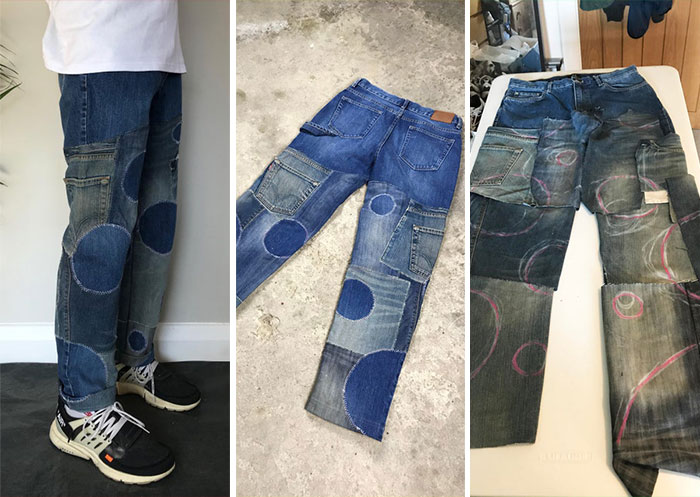 I Had Lots Of Old Jeans That Either Didn't Fit Or Were Worn Out, So I Made Them Into A New Pair!