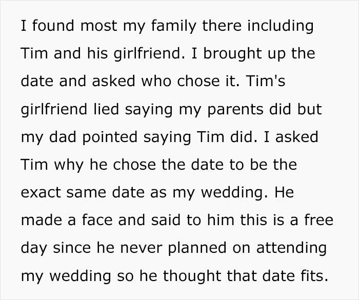 Bride's Family Turns Against Her After She Refuses To Give Up Her Wedding Date For Brother’s Shotgun Wedding Bride's Family Turns Against Her After She Refuses To Give Up Her Wedding Date For Brother’s Shotgun Wedding