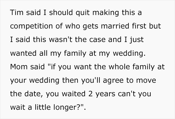 Bride's Family Turns Against Her After She Refuses To Give Up Her Wedding Date For Brother’s Shotgun Wedding Bride's Family Turns Against Her After She Refuses To Give Up Her Wedding Date For Brother’s Shotgun Wedding