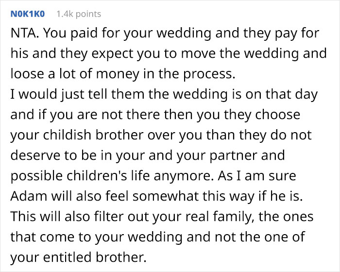 Bride's Family Turns Against Her After She Refuses To Give Up Her Wedding Date For Brother’s Shotgun Wedding Bride's Family Turns Against Her After She Refuses To Give Up Her Wedding Date For Brother’s Shotgun Wedding