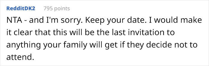 Bride's Family Turns Against Her After She Refuses To Give Up Her Wedding Date For Brother’s Shotgun Wedding Bride's Family Turns Against Her After She Refuses To Give Up Her Wedding Date For Brother’s Shotgun Wedding