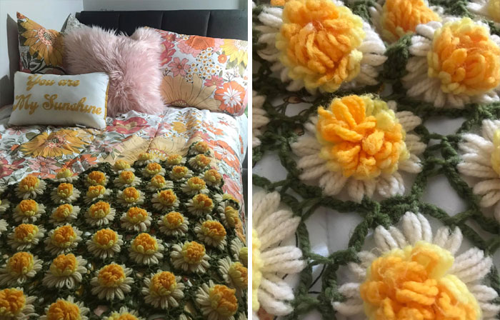 Found This Gorgeous,boho /Hippie/Vintage Daisy Crochet Blanket At Goodwill In Oviedo, Fl. For Under 5.09. It Matches My Daughters Bedding Perfectly!