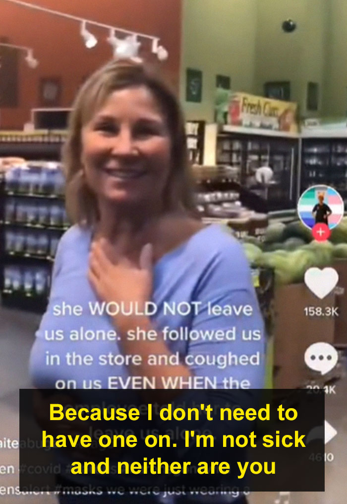 Anti-Mask 'Karen' Follows Mom With A Child Around Store While Coughing On Them, Gets Fired After Internet Detectives Track Her Down Anti-Mask 'Karen' Follows Mom With A Child Around Store While Coughing On Them, Gets Fired After Internet Detectives Track Her Down