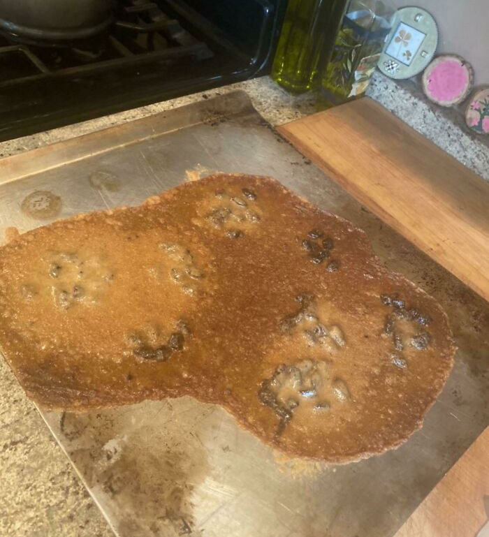 Niece Is Trying Her Hand At Baking For The First Time. She Forgot To Add 2 Cups Of Flour To Her Chocolate Chip Cookies. This Was The Result