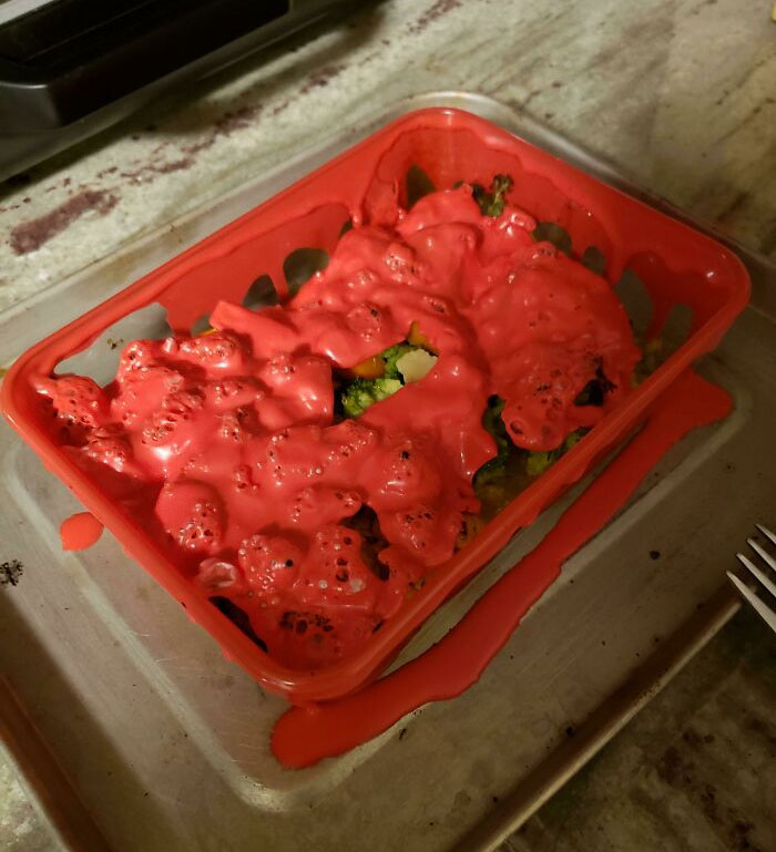 Chicken And Broccoli Smothered In Melted Rubber Lid
