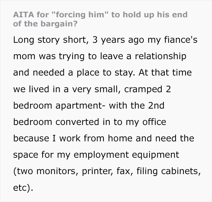 "We Have Two Rooms Available": Woman Is Confused After Fiancé Refuses To Let Her Family Move In For A While, Even Though She Helped His Family Years Ago