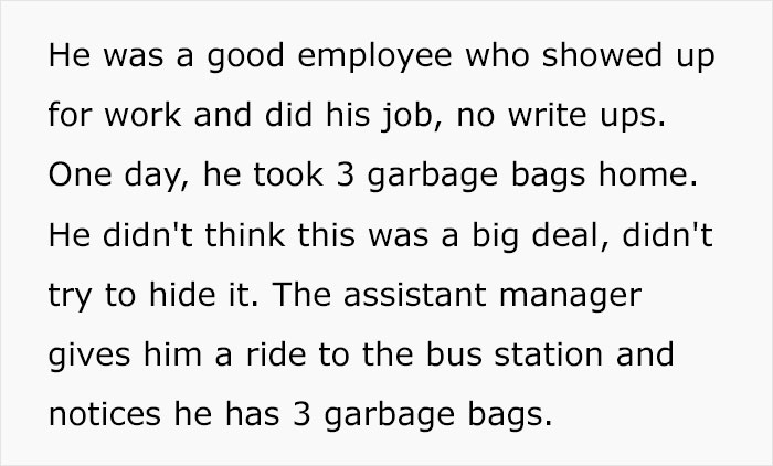 Guy Tells Story Of Friend Taking 3 Trash Bags From Work And Getting Fired, Now People Are Sharing Similar Stories