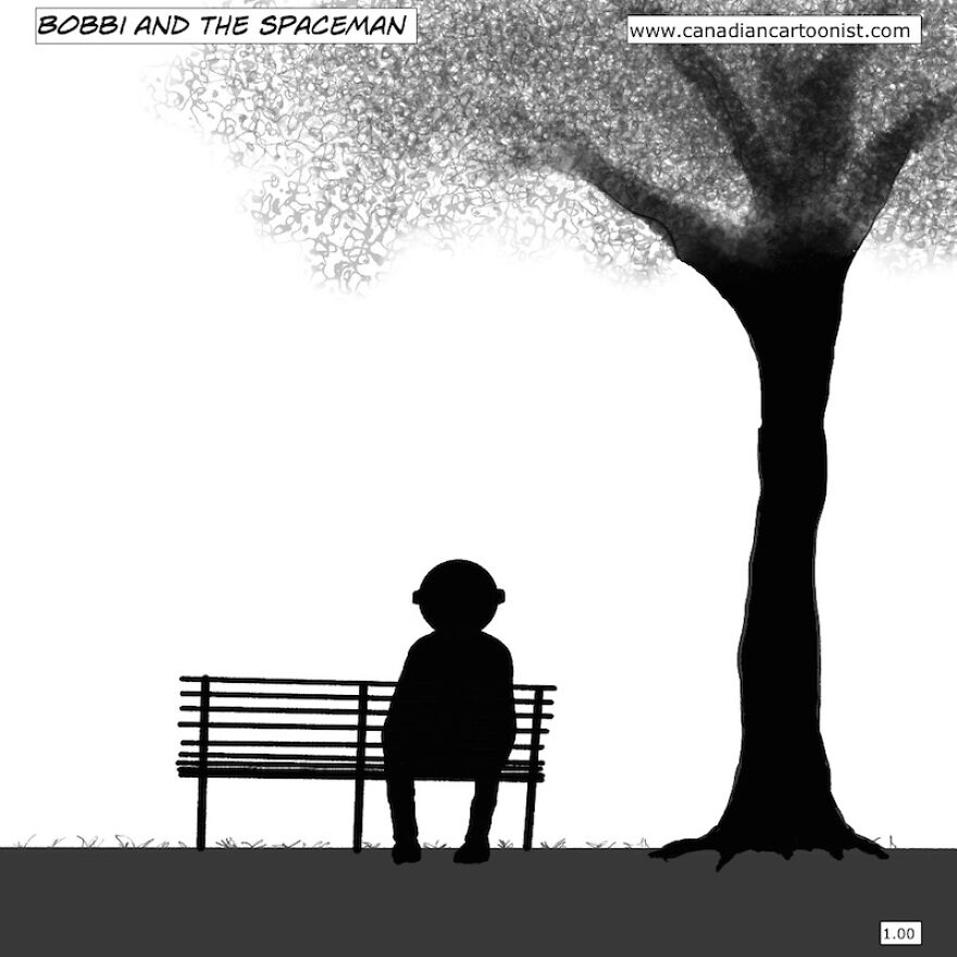 "Bobbi And The Spaceman" - Comic Juxtaposing The Wisdom Of The Young And The Old Using Humour And Charm. Just Who Is The Spaceman And Why Is He Sitting On A Park Bench? "Bobbi And The Spaceman" - Comic Juxtaposing The Wisdom Of The Young And The Old Using Humour And Charm. Just Who Is The Spaceman And Why Is He Sitting On A Park Bench?