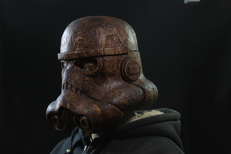 Wooden Imperial Stormtrooper Helmet. Wood Carving
